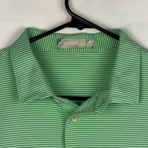 Peter Millar Featherweight Golf Polo Mens XL Green Stripe Short Sleeve Travelers - Thumbnail 7