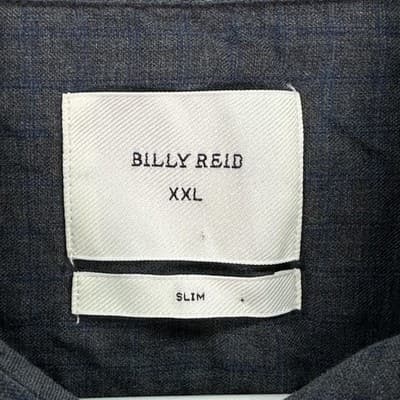 Billy Reid Shirt Mens 2XL Dark Gray Button Front Long Sleeve Slim Fit Italy - Thumbnail 5