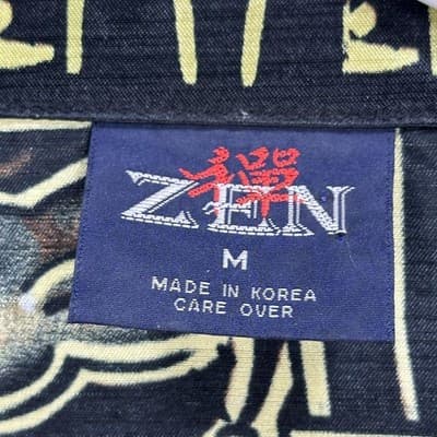 ZEN Shirt Mens Medium Multicolor Lion Aztec Bold Graphic Button Up Vintage 90s - Thumbnail 6