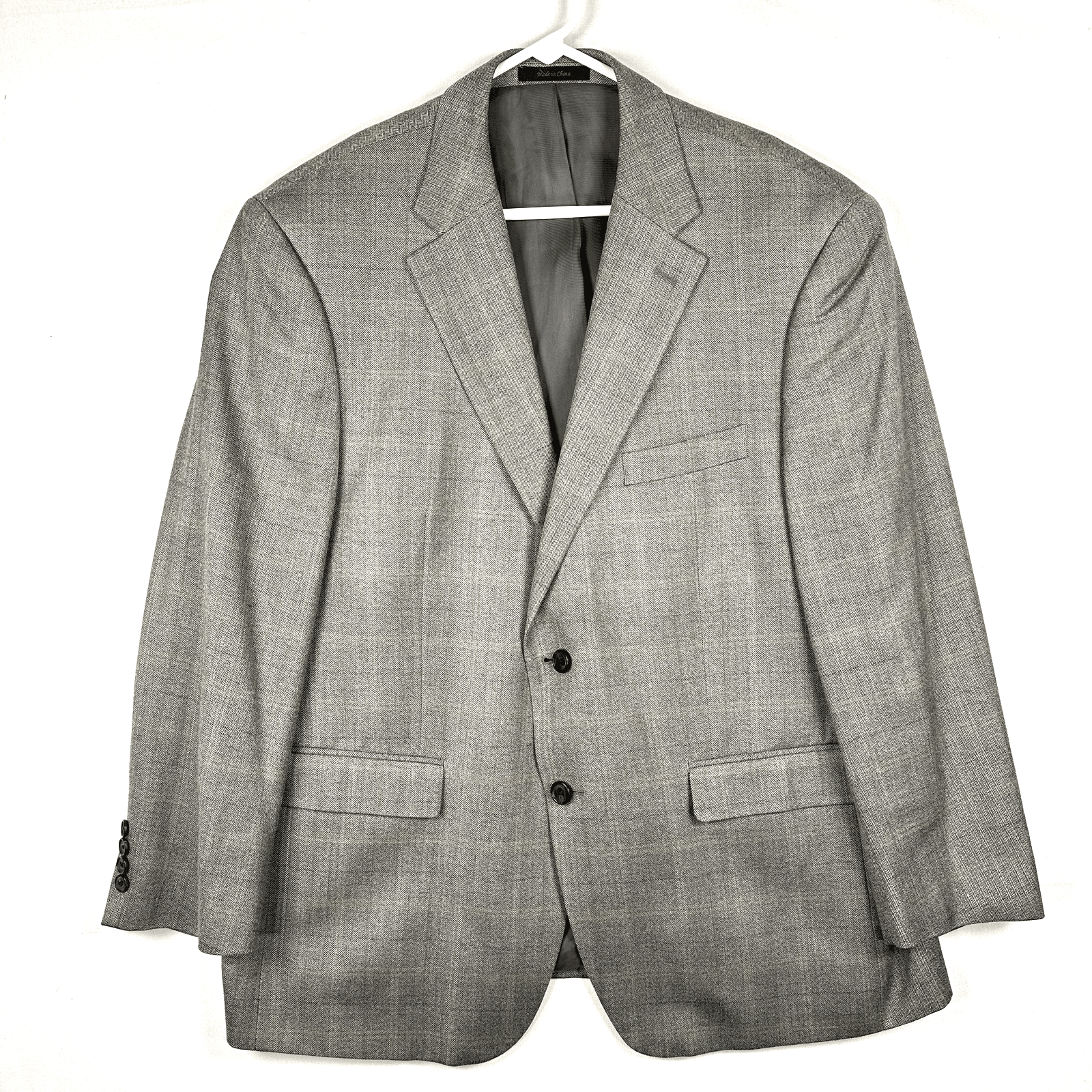 Lauren Ralph Lauren Tweed Blazer Mens 44 S Gray Herringbone Silk Wool Sport Coat - Image 1