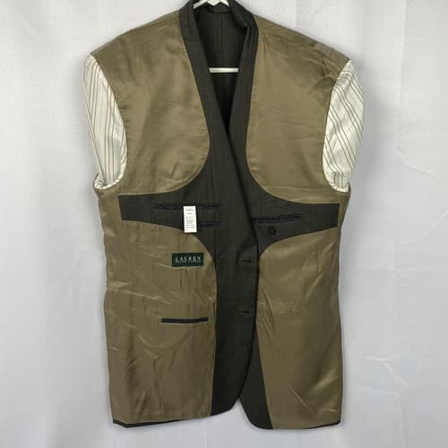 Lauren Ralph Lauren Blazer Beige Mens 44 L Wool Suit Jacket 2-Button Single Vent - Thumbnail 6