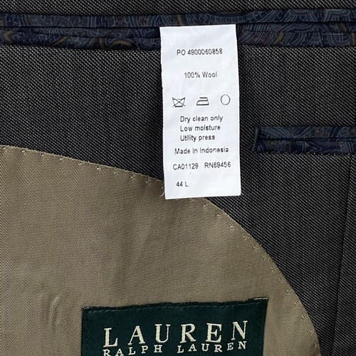 Lauren Ralph Lauren Blazer Beige Mens 44 L Wool Suit Jacket 2-Button Single Vent - Thumbnail 7