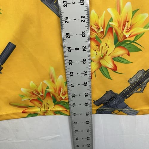 OAF NATION Orange Floral Gun Hawaiian Shirt Mens Large Button Up Short Sleeve - Thumbnail 8