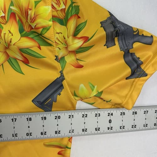 OAF NATION Orange Floral Gun Hawaiian Shirt Mens Large Button Up Short Sleeve - Thumbnail 7