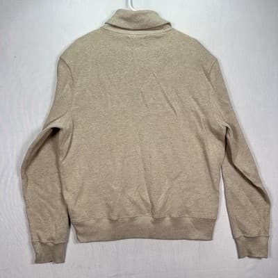Polo Ralph Lauren Shawl Collar Sweater Men Large Beige Pullover Long Sleeve Pony - Thumbnail 3