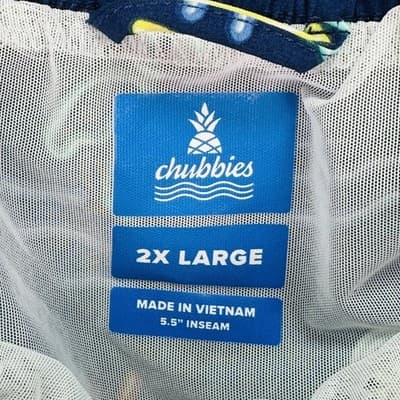 Chubbies Swim Trunks Men 2XL Neon Glades Flamingo Palm Tree Cocktail Shorts 5.5” - Thumbnail 3