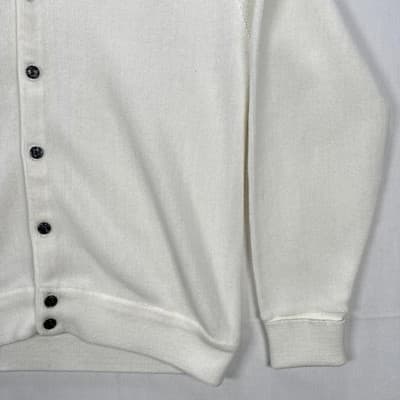 Vintage IZOD Cardigan Sweater Men XL White V Neck Knit Golf Acrylic Button Front - Thumbnail 3