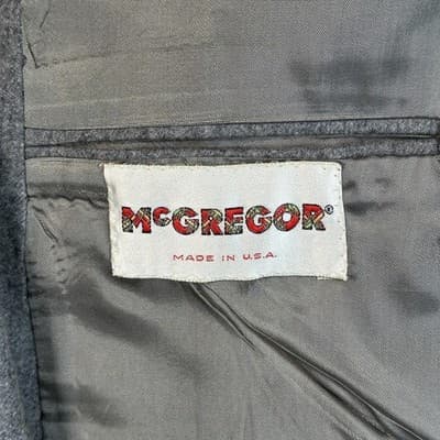 Vintage McGregor Blazer Mens 42 R Gray Sport Coat Patch Pockets Made USA - Thumbnail 9