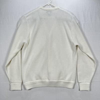 Vintage IZOD Cardigan Sweater Men XL White V Neck Knit Golf Acrylic Button Front - Thumbnail 2