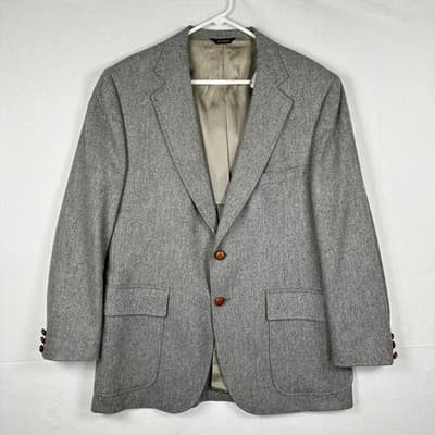 Vintage McGregor Blazer Mens 42 R Gray Sport Coat Patch Pockets Made USA - Thumbnail 2