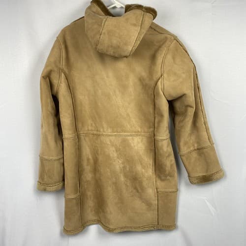 Outer Edge Faux Suede Leather Womens Size 1X Coat Hooded Tan Full Zip - Thumbnail 2