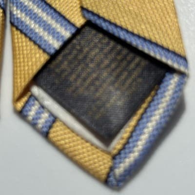 NEW Brooks Brothers Tie Men Gold Blue Repp Striped Silk Necktie Classic Business - Thumbnail 8