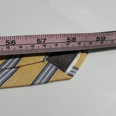 NEW Brooks Brothers Tie Men Gold Blue Repp Striped Silk Necktie Classic Business - Thumbnail 10