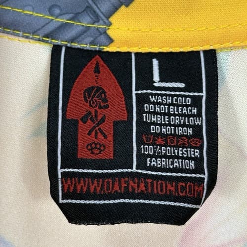 OAF NATION Orange Floral Gun Hawaiian Shirt Mens Large Button Up Short Sleeve - Thumbnail 6