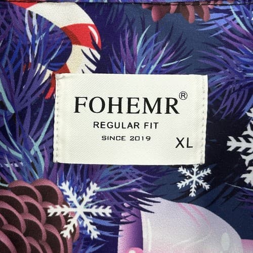 Fohemr Mens Xmas Shirt Christmas Button Up Long Sleeve Multicolor Candy Canes - Thumbnail 7