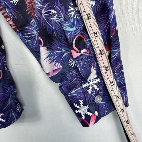 Fohemr Mens Xmas Shirt Christmas Button Up Long Sleeve Multicolor Candy Canes - Thumbnail 10