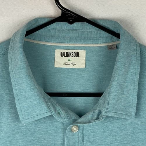 Linksoul Golf Polo Shirt Mens Size XL Short Sleeve Tempus Fugit Light Blue TPC - Thumbnail 9