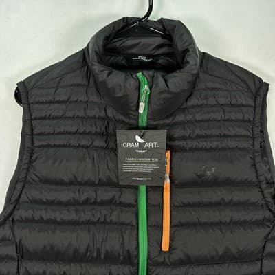 NWT Hexa Custom Down Vest Mens Medium Black Puffer Lightweight Gram Art Toray - Thumbnail 3