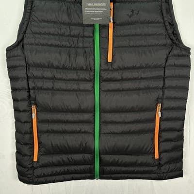 NWT Hexa Custom Down Vest Mens Medium Black Puffer Lightweight Gram Art Toray - Thumbnail 4