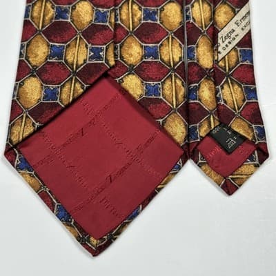 Ermenegildo Zegna Mens Silk Tie Red Gold Blue Geometric Necktie Italy 3.5 x 57.5 - Thumbnail 5