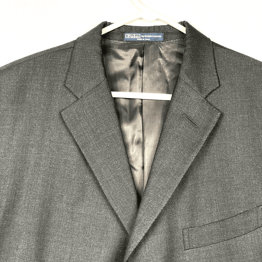 Vintage Polo Ralph Lauren Virgin Wool Sport Coat Blazer 46 L Gray 3-Button Italy - Thumbnail 2