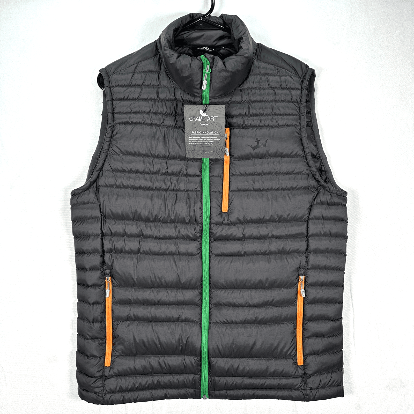 NWT Hexa Custom Down Vest Mens Medium Black Puffer Lightweight Gram Art Toray - Image 1