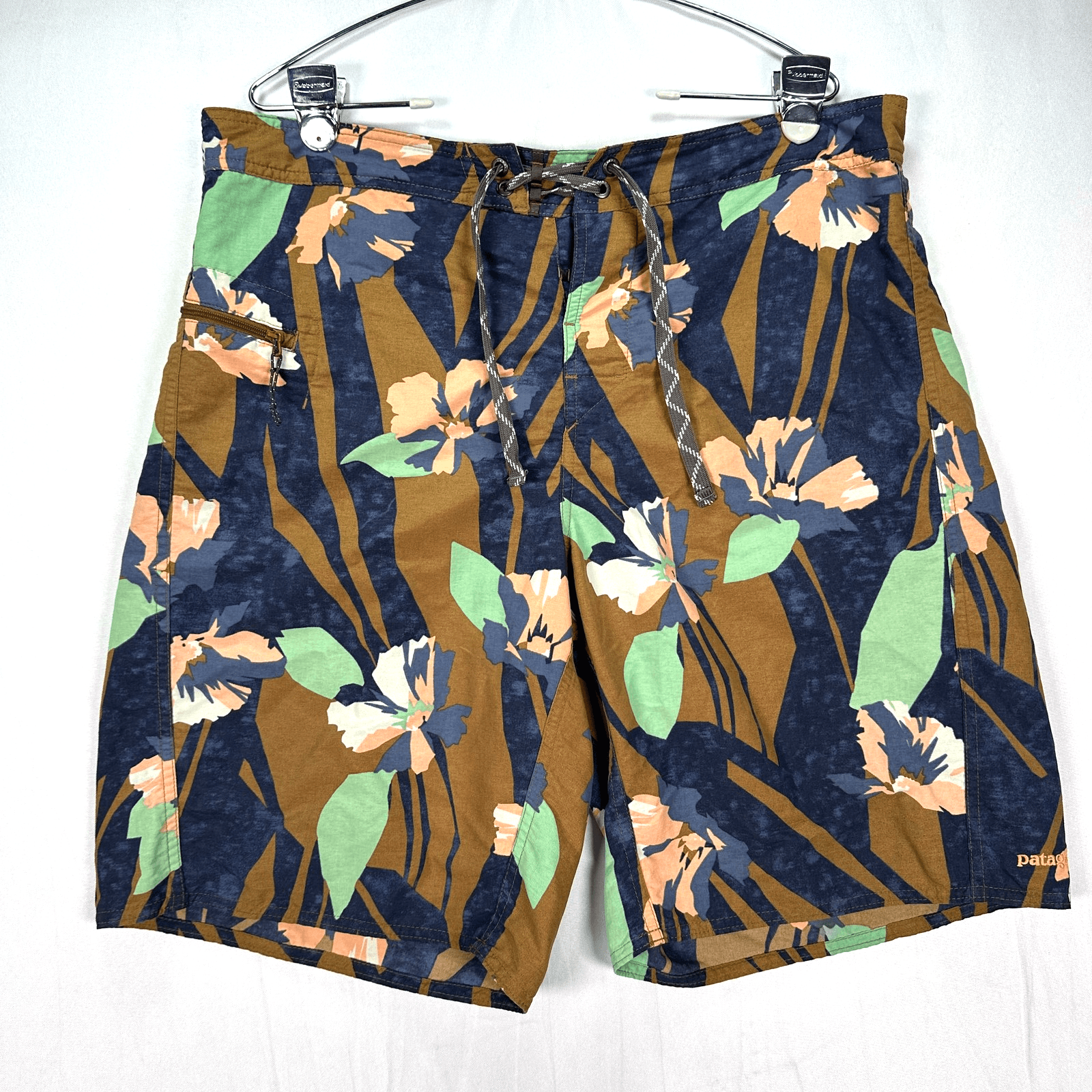 Patagonia Wavefarer Board Shorts Mens 35 Swim Trunks Drawstring Floral Surf 10" - Image 1
