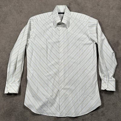 Canali Dress Shirt Mens 17 43 Multicolor Striped Button Down 100% Cotton Italy - Thumbnail 2