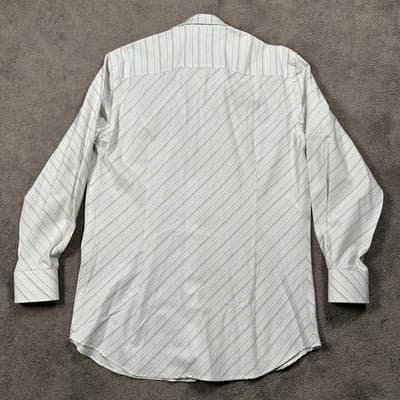 Canali Dress Shirt Mens 17 43 Multicolor Striped Button Down 100% Cotton Italy - Thumbnail 3