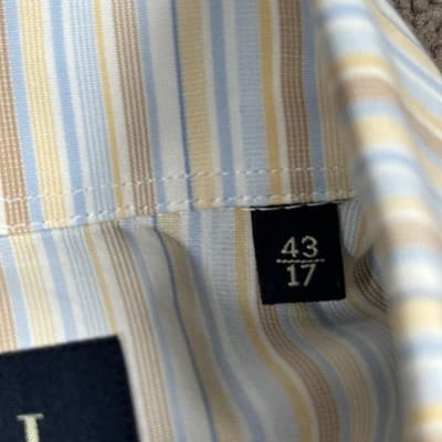 Canali Dress Shirt Mens 17 43 Multicolor Striped Button Down 100% Cotton Italy - Thumbnail 6