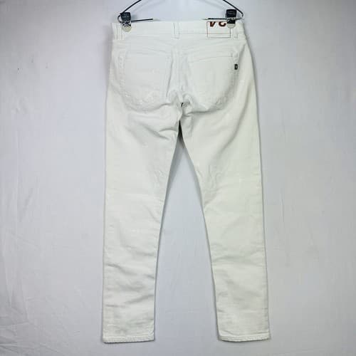 NEW Dondup Ritchie Jeans Mens 34 x 30 White Painted Stretch Button Fly - Thumbnail 4