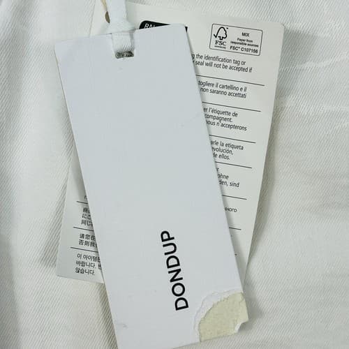 NEW Dondup Ritchie Jeans Mens 34 x 30 White Painted Stretch Button Fly - Thumbnail 8