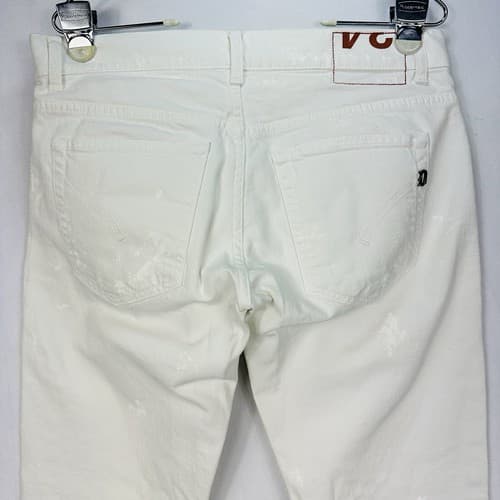 NEW Dondup Ritchie Jeans Mens 34 x 30 White Painted Stretch Button Fly - Thumbnail 12