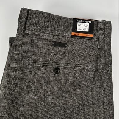 Alberto Lou-J Dress Pants Mens 32 X 32 Gray Two-Tone Wool Look Herringbone NEW - Image 1