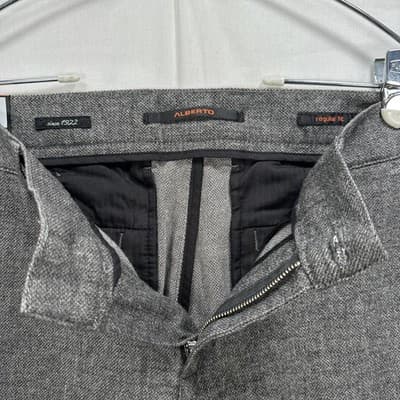 Alberto Lou-J Dress Pants Mens 32 X 32 Gray Two-Tone Wool Look Herringbone NEW - Thumbnail 5