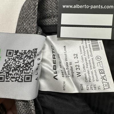 Alberto Lou-J Dress Pants Mens 32 X 32 Gray Two-Tone Wool Look Herringbone NEW - Thumbnail 8