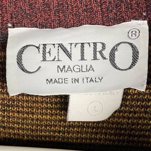 CENTRO MAGLIA Mens Large Sweater Crewneck Pullover Maroon Gold Aztec Italy - Thumbnail 8