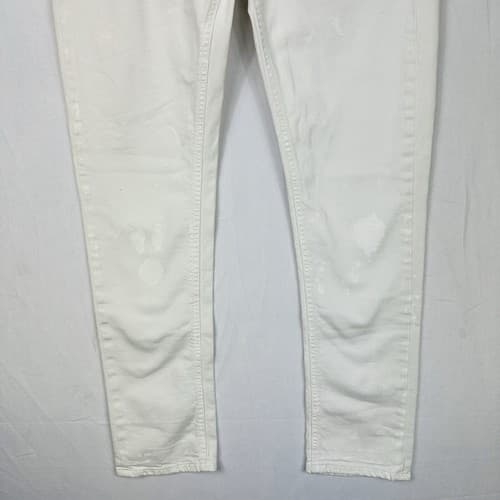 NEW Dondup Ritchie Jeans Mens 34 x 30 White Painted Stretch Button Fly - Thumbnail 5