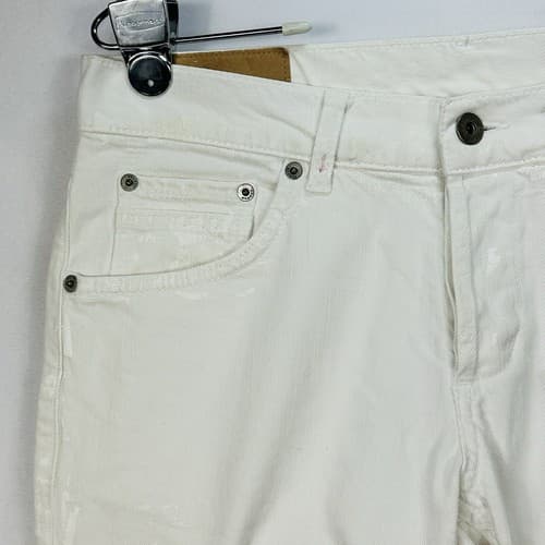 NEW Dondup Ritchie Jeans Mens 34 x 30 White Painted Stretch Button Fly - Thumbnail 7