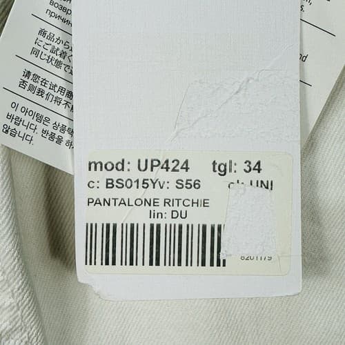 NEW Dondup Ritchie Jeans Mens 34 x 30 White Painted Stretch Button Fly - Thumbnail 9