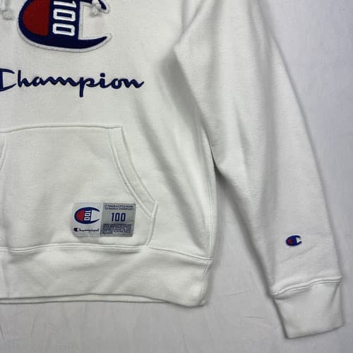 CHAMPION Pullover Hoodie Mens Small Century Collection Long Sleeve 3D Logo - Thumbnail 3