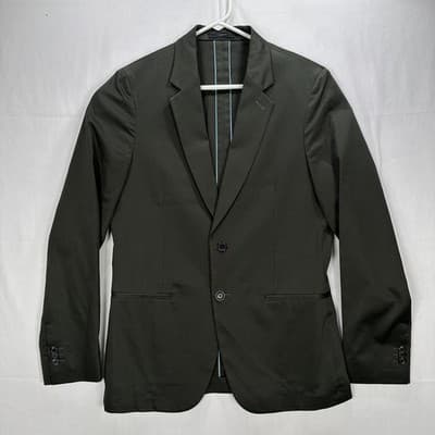 Paul Smith Soho Fit Suit Mens 38R 2-Piece Dark Green Cotton Stretch 34W x 26 EUC - Thumbnail 2