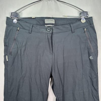 Craghoppers Pants Womens Large 10 Charcoal NosiLife Hiking Outdoor Zip Pockets - Thumbnail 3