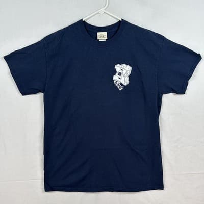 Gildan Japanese Surf Shirt Mens Large Blue Samurai Rising Sun Wave Back Tee - Thumbnail 2