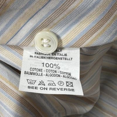 Canali Dress Shirt Mens 17 43 Multicolor Striped Button Down 100% Cotton Italy - Thumbnail 7