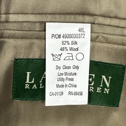 Lauren Ralph Lauren Silk Wool Houndstooth Blazer Mens 46 L Brown Suit Jacket - Thumbnail 6