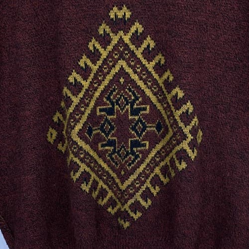 CENTRO MAGLIA Mens Large Sweater Crewneck Pullover Maroon Gold Aztec Italy - Thumbnail 6