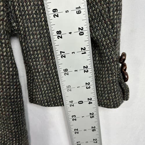 Vintage MILNBURN TWEED Mens 42 R Blazer Sport Coat Gray Textured Leather Button - Thumbnail 10