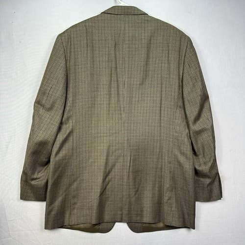 Lauren Ralph Lauren Silk Wool Houndstooth Blazer Mens 46 L Brown Suit Jacket - Thumbnail 3