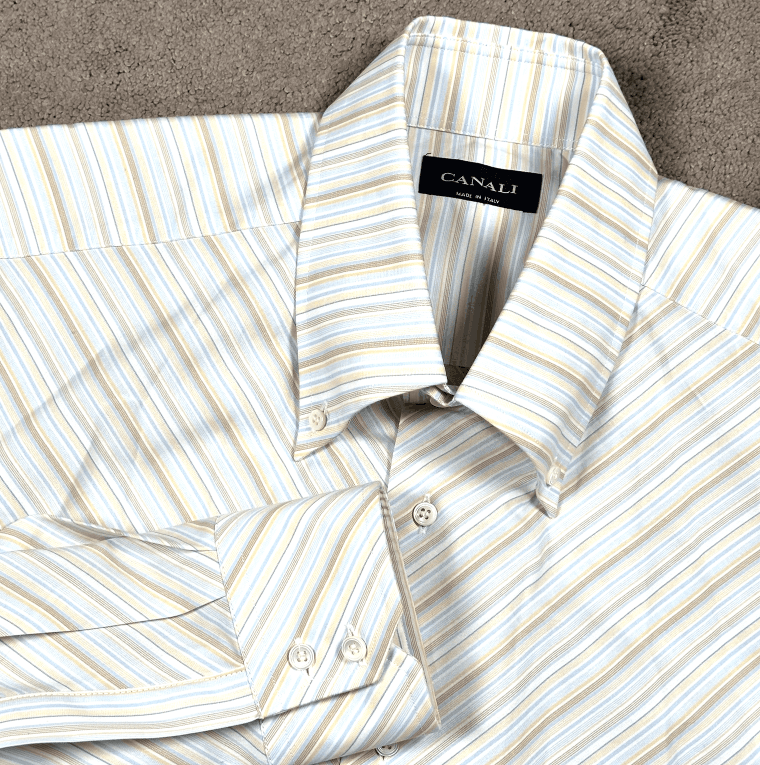 Canali Dress Shirt Mens 17 43 Multicolor Striped Button Down 100% Cotton Italy - Image 1